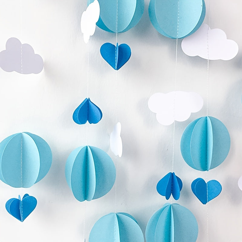 Decoración de pared con corazón de papel 3D, nube y flor para el hogar