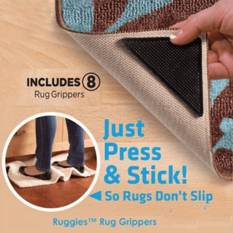 Set of 4 Silicone Carpet Grippers Non-Slip Rug Tape for Home and Office