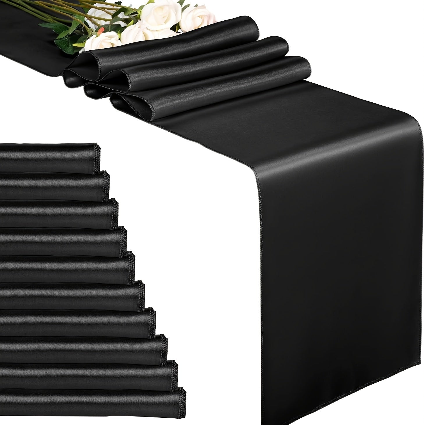 10pcs Rose Gold Satin Table Runner 29x275cm for Weddings Birthdays Banquets