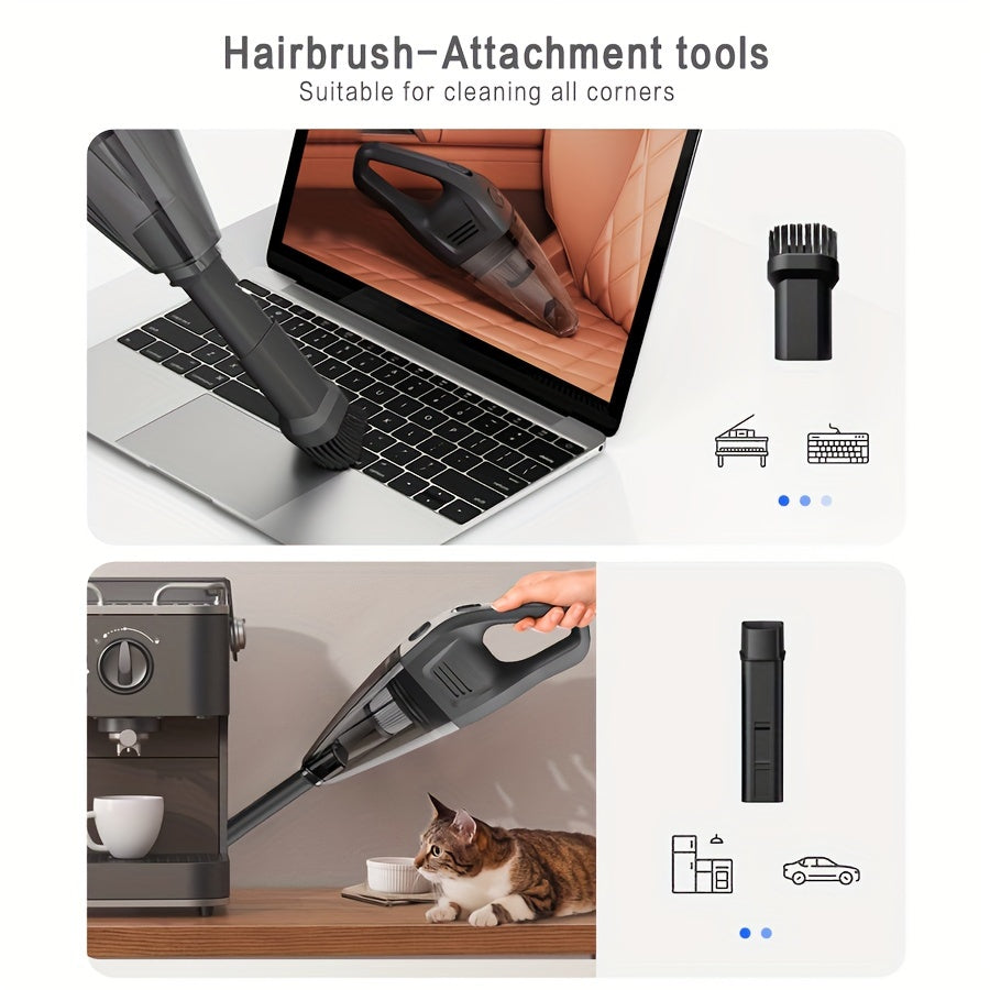 Aspiradora de mano portátil inalámbrica recargable por USB con succión potente y accesorios