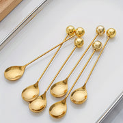 Golden and Silver Round Dessert Spoons for Coffee Cake and Snacks