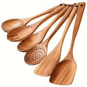 Kitchen Utensil Set Teak Wood Spatula Ladle Cooking Tools for Home Restaurant