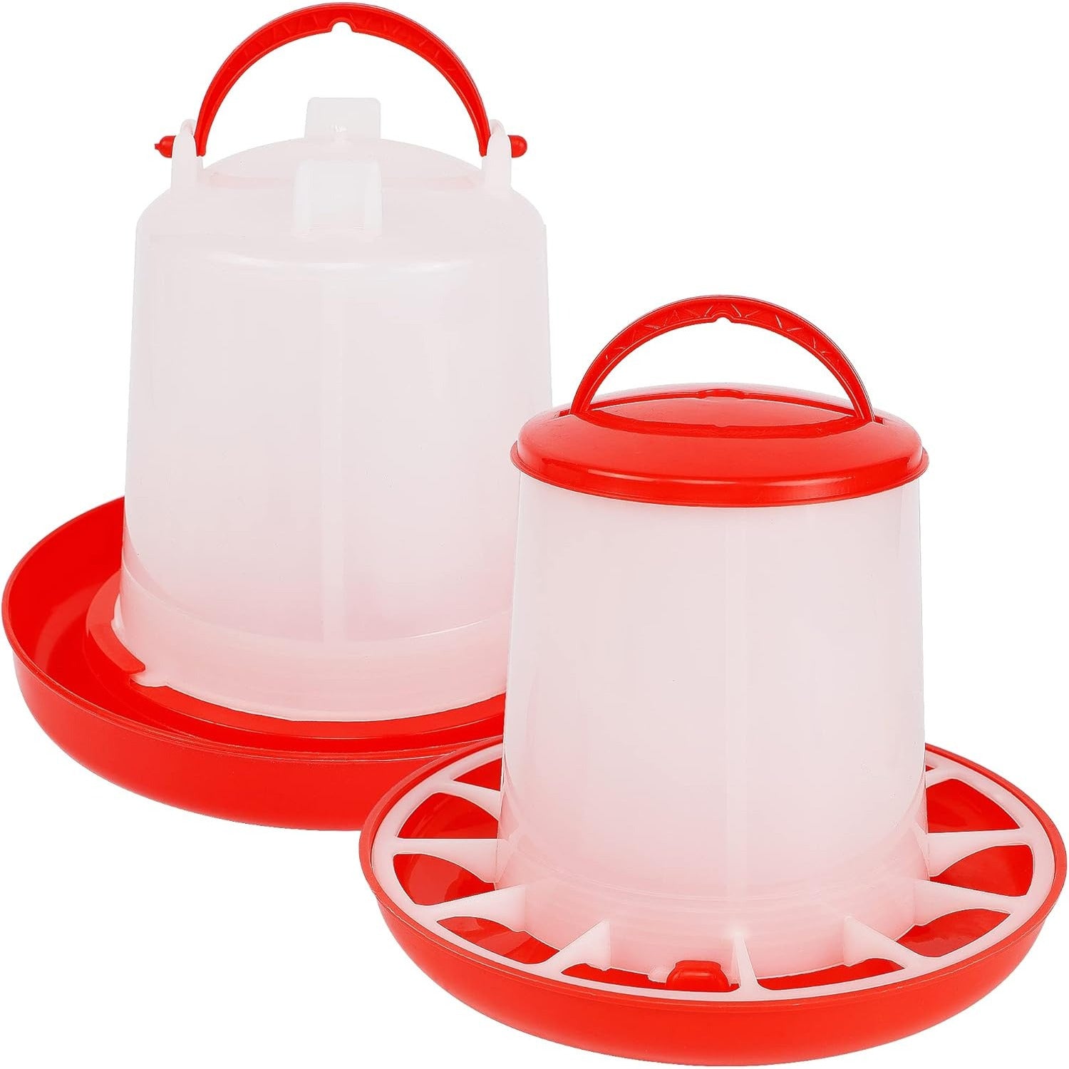 2-Pack Plastic Poultry Feeder and Waterer Set for Chickens 453.59g Feed 1.5L Water
