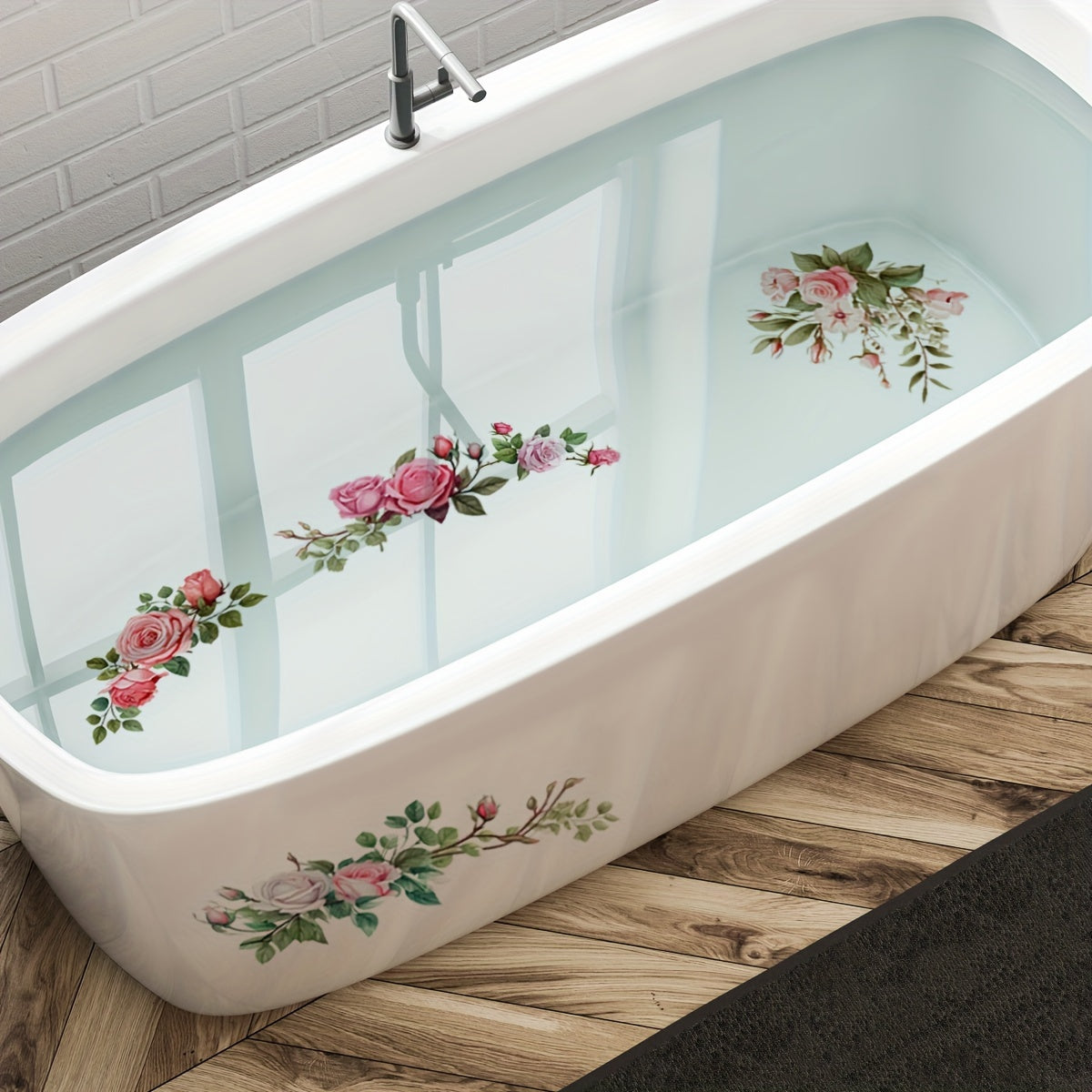 Vibrant Rose Pattern Bathroom Decal for Sinks Bathtubs and Toilets