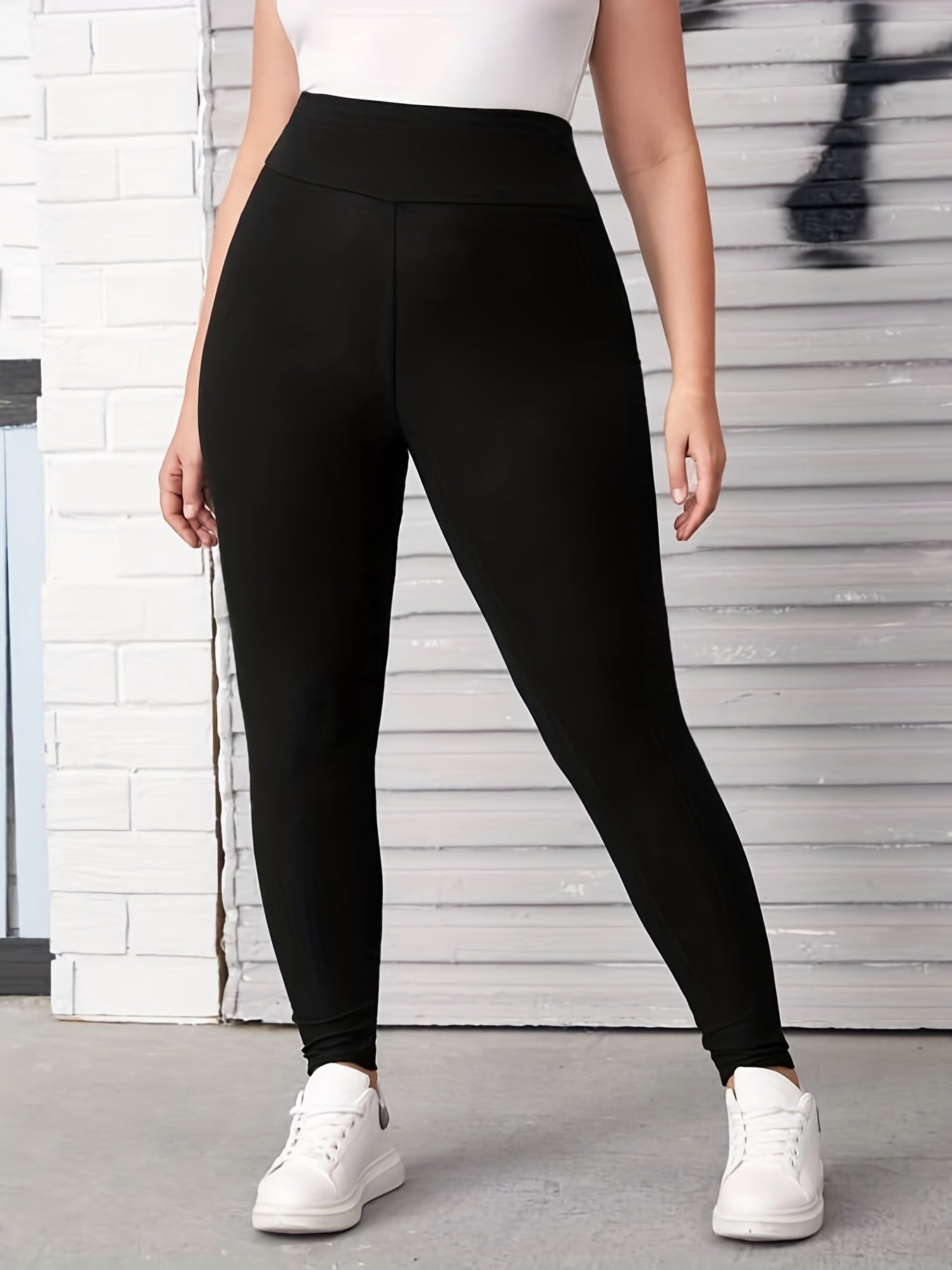 Plus Size Black High-Waisted Ultra-Stretch Skinny Leggings for Women