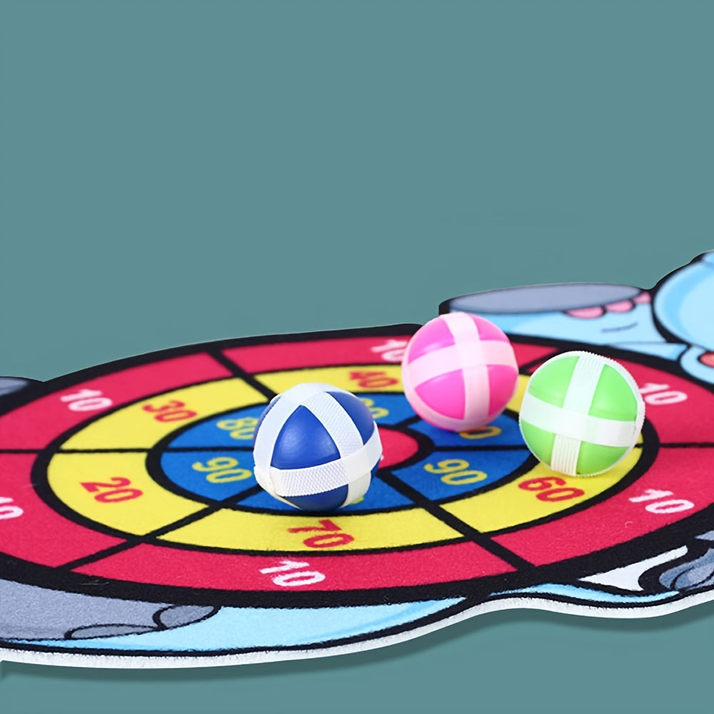 Набор мишеней для дартса со слипающимися мячами и крючком, включающий 6 мячей с мультяшными животными для активного отдыха и обучения на улице и в помещении.