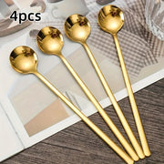 Stainless Steel Long Handle Spoons Set for Hot Drinks Restaurant Cafe