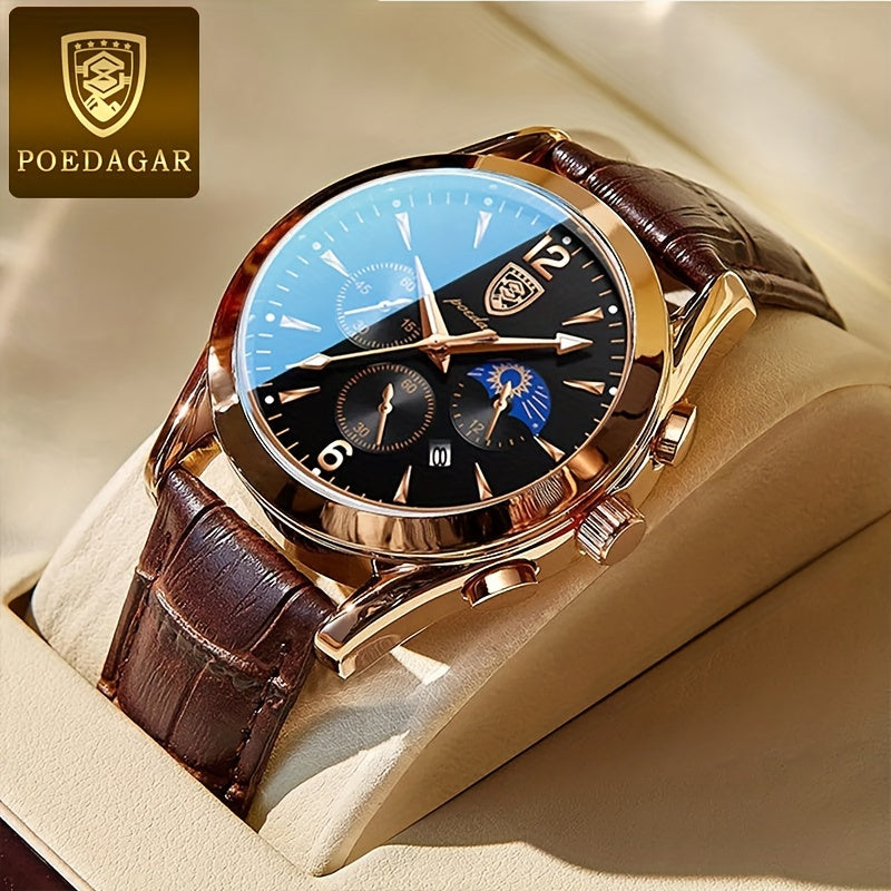 Men's Stainless Steel Quartz Watch with Glow Calendar and Gift Box