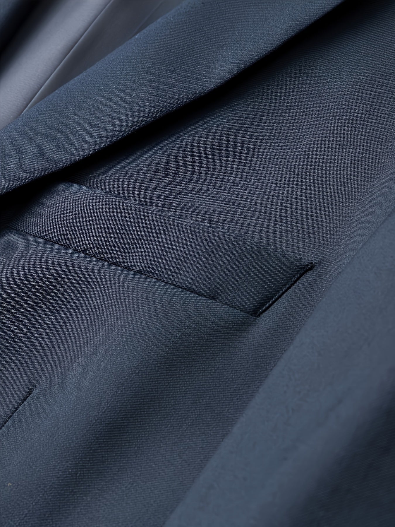 Blazer de hombre de tamaño grande azul marino, chaqueta de traje casual profesional de poliéster tejido