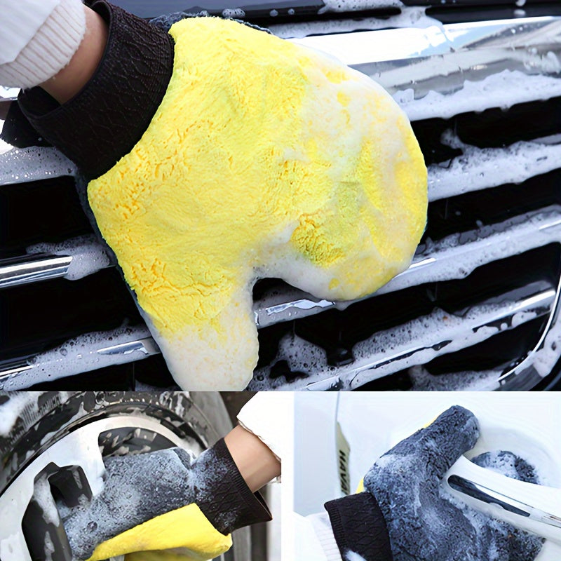 Microfiber Car Wash Mitt Double-Sided Non-Scratch Ultra-Fine Lightweight