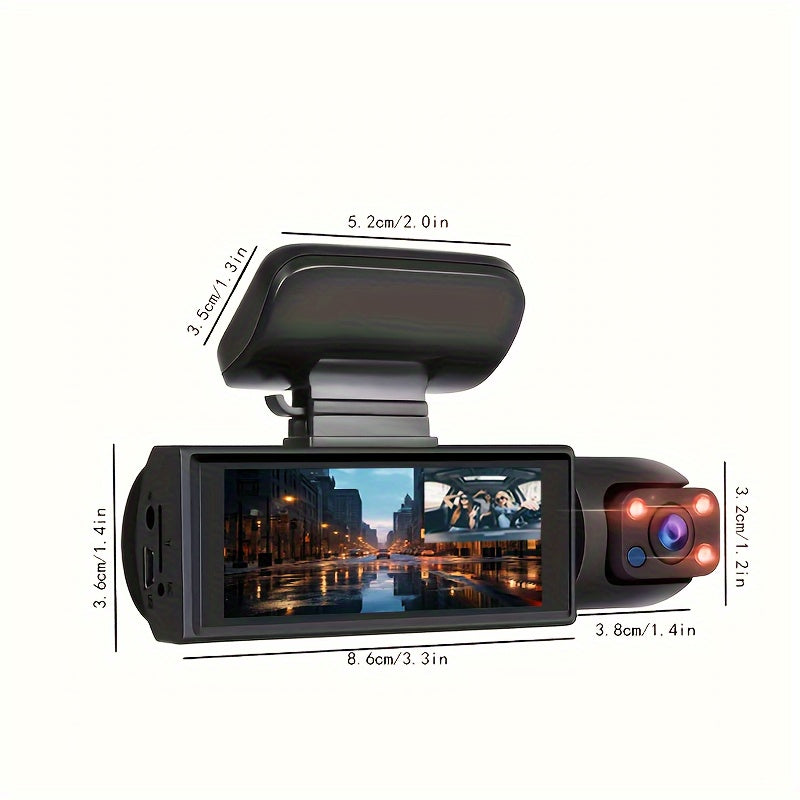 Dual Camera Car Dash Cam 1080P Front 480P Inside Night Vision Wide Angle 8.03cm IPS Screen Optional 32GB SD Card