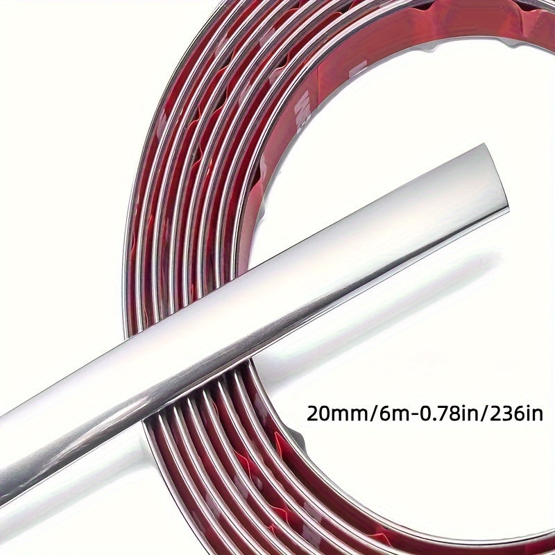 Tira decorativa brillante para carrocería 6m/236in, borde de parachoques antirayaduras, cromo