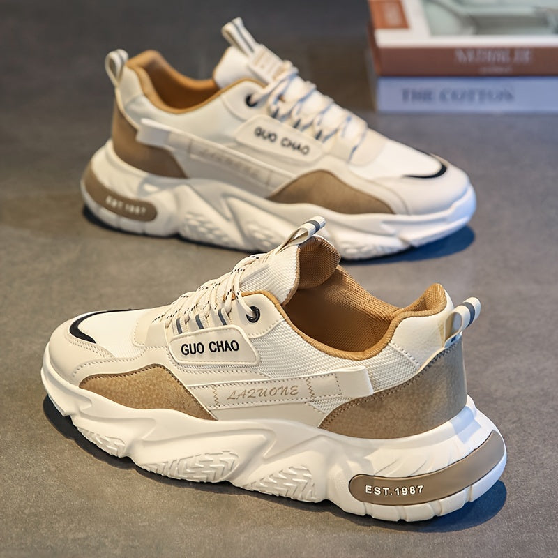 Men's Casual Chunky Sneakers with Soft Foam Sole Non-Slip Lace-Up Outdoor Shoes