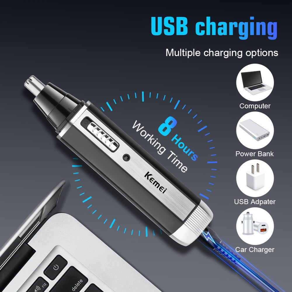 Electric Nose Hair Trimmer Kit with Replacement Head USB Charging Portable Cordless