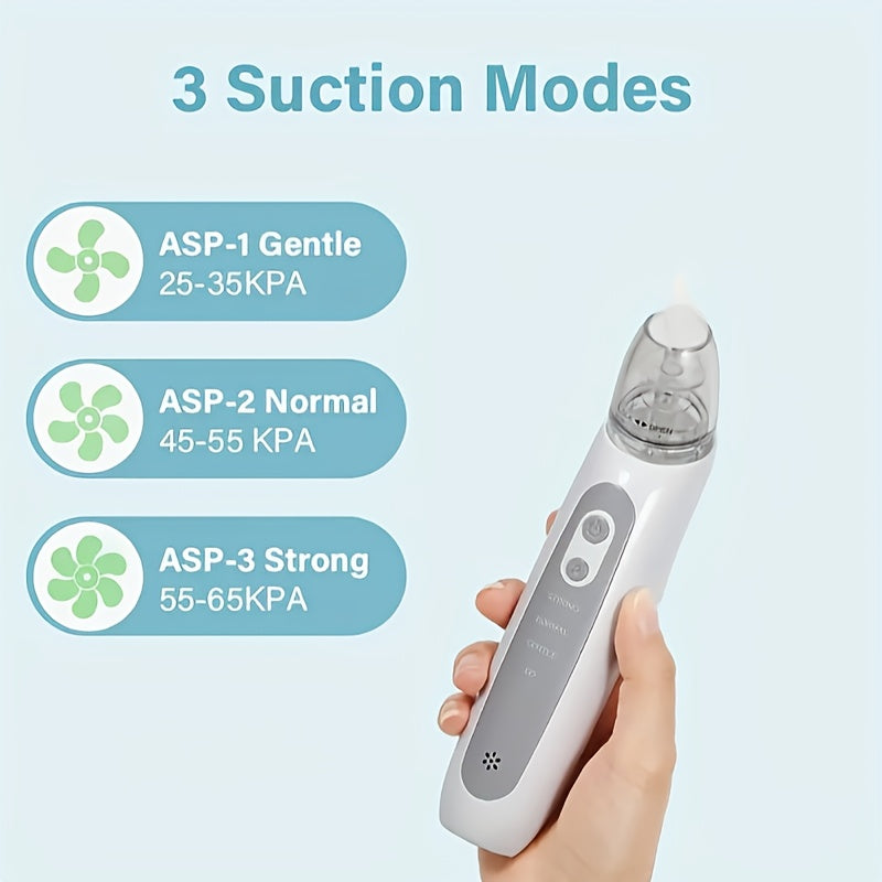 Uch ta o‘rnini bosadigan boshli portativ elektr burun tozalagich, USB bilan qayta zaryadlanadigan, musiqa va chiroqlar bilan, Uy va sayohat uchun ideal, ajoyib sovg‘a.