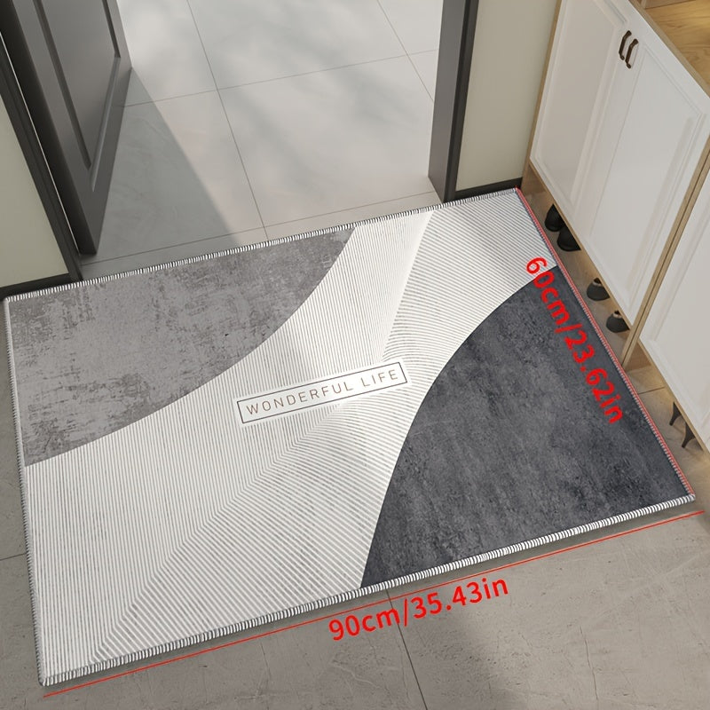 Alfombra de estilo nórdico para corredores antideslizante, resistente a manchas, duradera, con diseño abstracto y circular, para entrada, dormitorio, sala de estar y lavandería