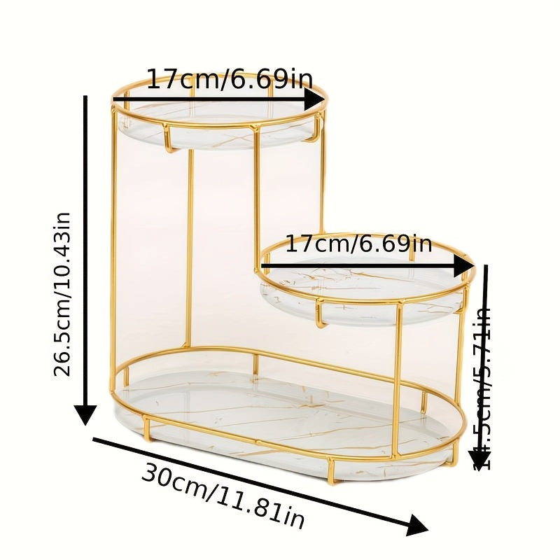 Metal Bathroom Organizer with Multiple Tiers and Display Shelf for Cosmetics and Toiletries