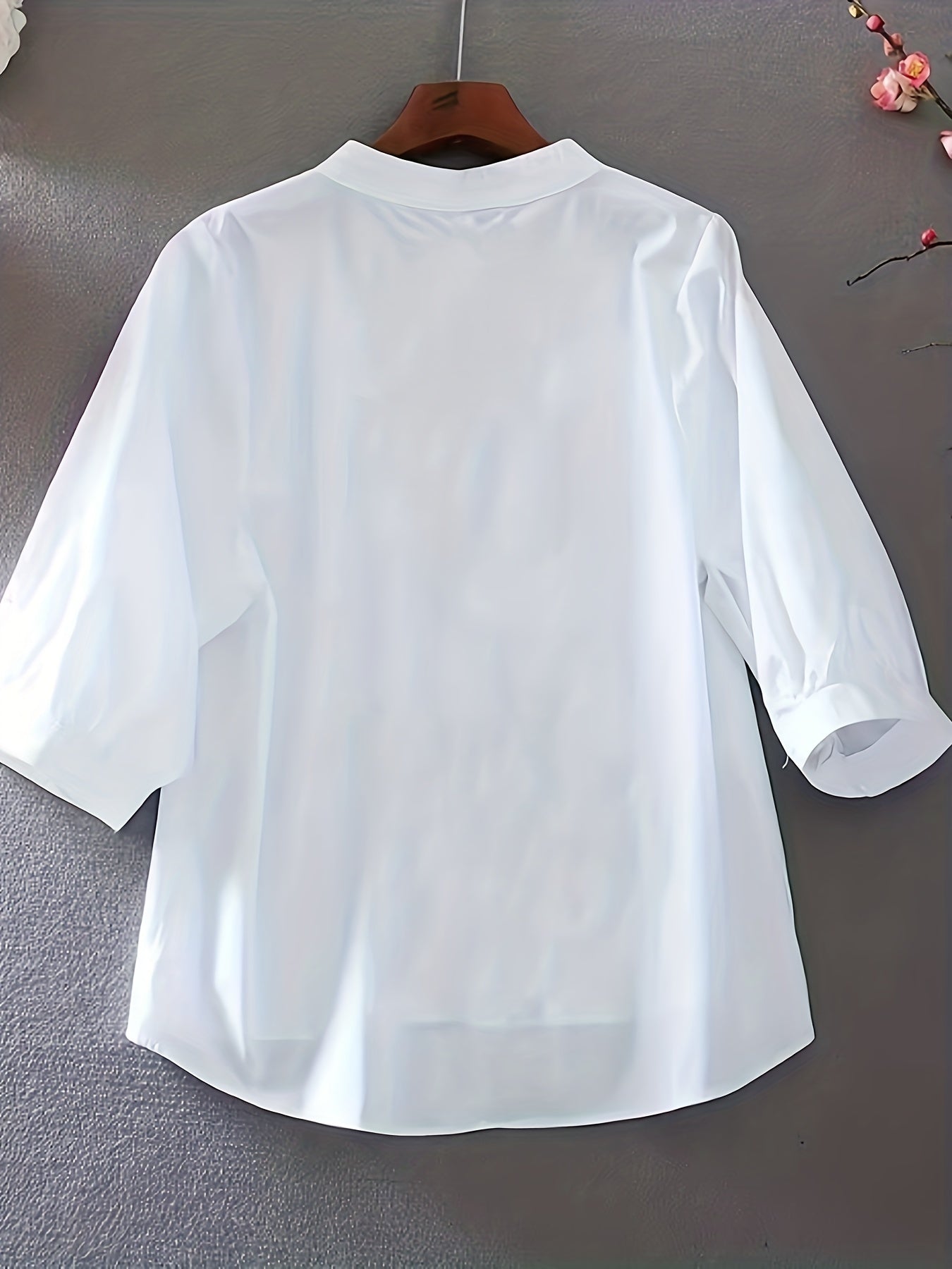 Women's Floral Pattern Blouse with Button Front and Stand Collar