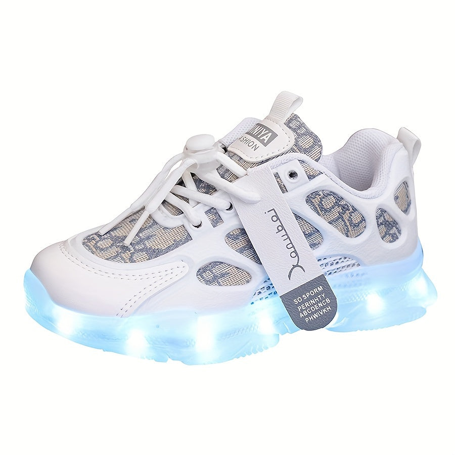 LED Sneakers for Kids and Adults Black White Blue Glow Breathable Comfortable Casual Shoes
