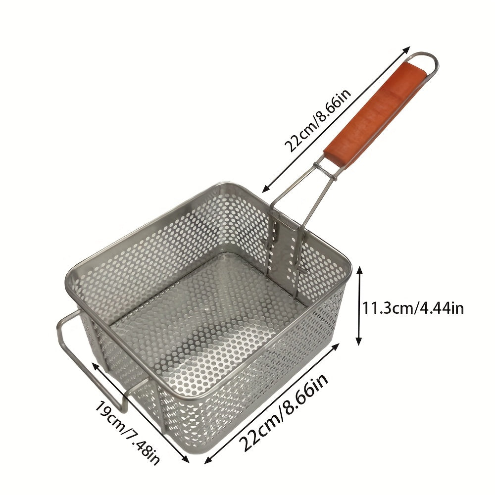 Qattiq po'latdan yasalgan qozoncha, tutqich bilan, havo qovurish va chuqur qovurish uchun