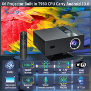 Проектор для домашнего кинотеатра 1080P Full HD WiFi Bluetooth 4K поддержка настенного монтажа