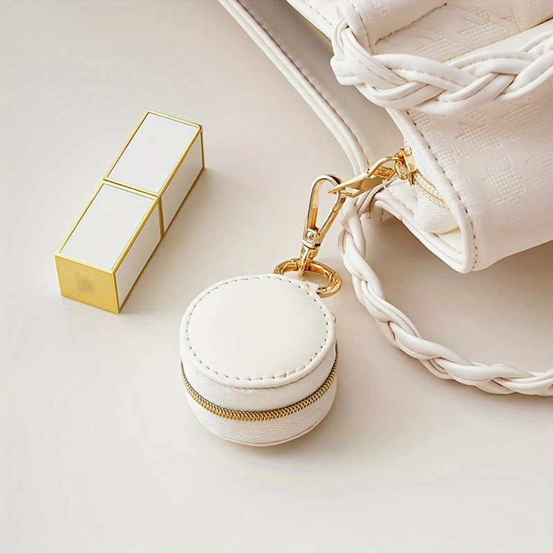 Small Leather Jewelry Box with Keychain for Earrings Rings and Accessories