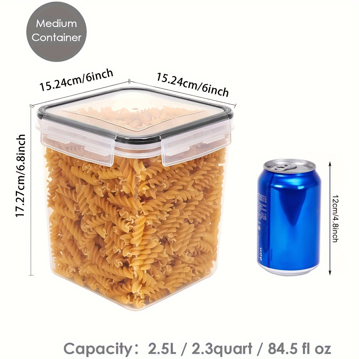 Food Storage Containers 2.5L BPA Free Airtight Plastic with Labels Black