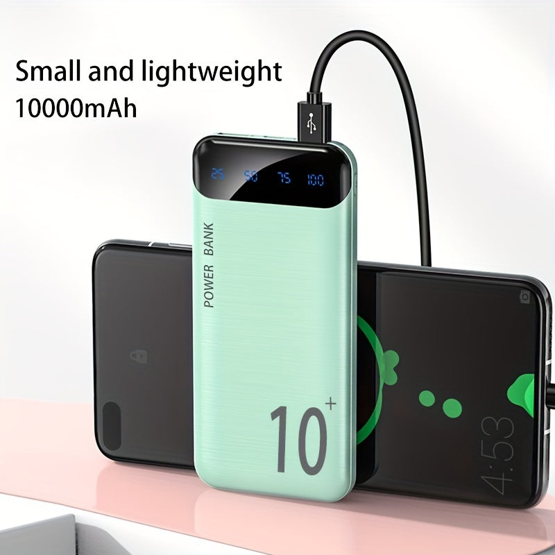 10000mAh Portable Power Bank with USB Type-C Micro Interfaces for Travel and Outdoor Use
