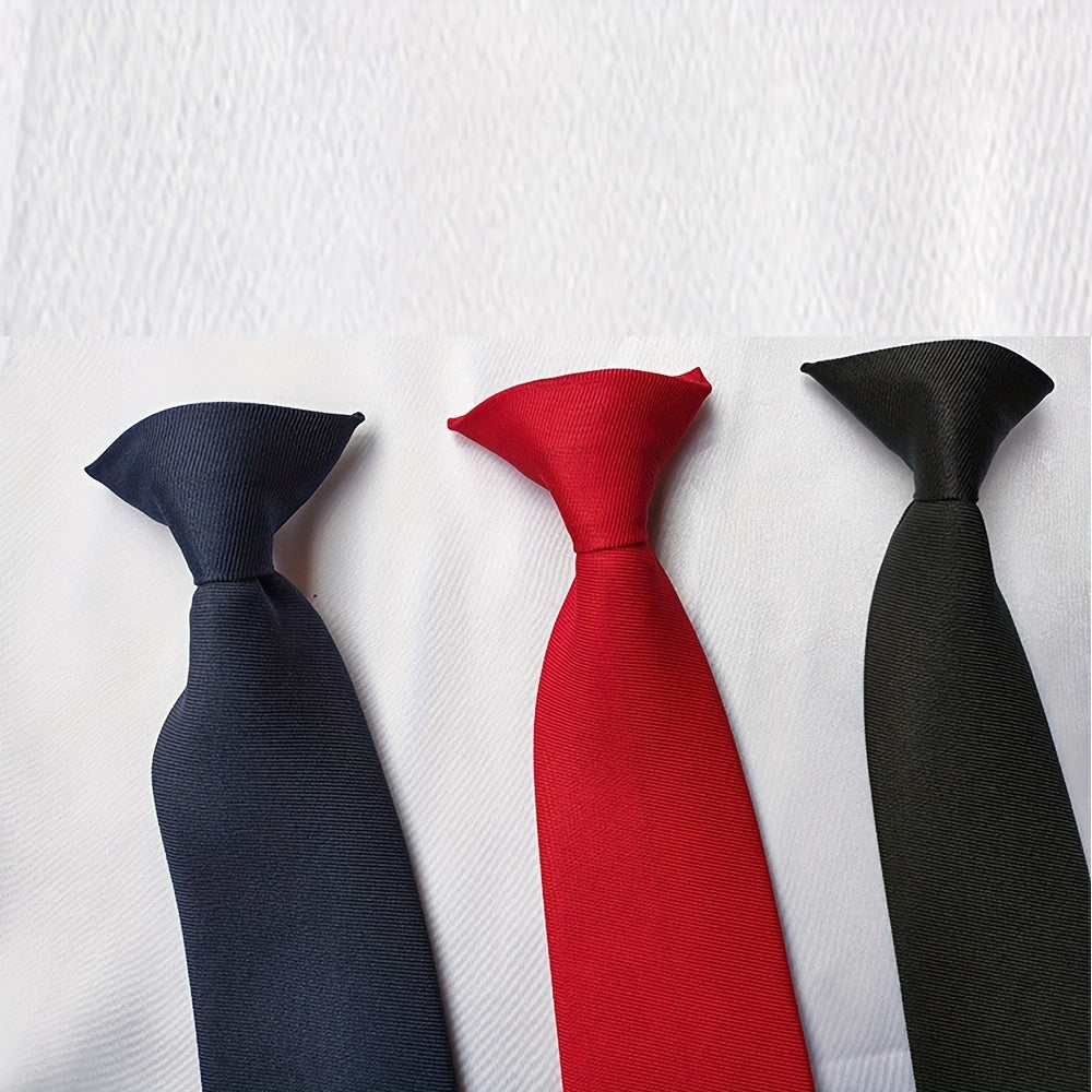 Qora erkaklar uchun sozlanadigan oldindan bog‘langan galstuk to‘plami, to‘qilgan kliplar bilan, to‘ylar, ofis, maktab formasi uchun