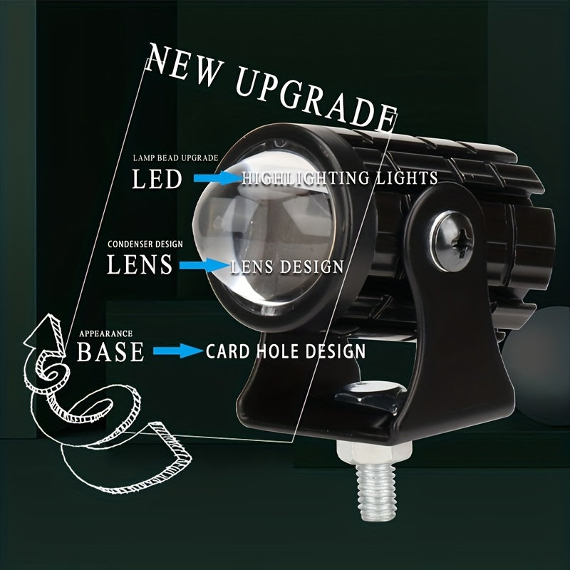 Universal Motorcycle LED Headlight Mini Driving Light Dual Color Off-Road Spotlights