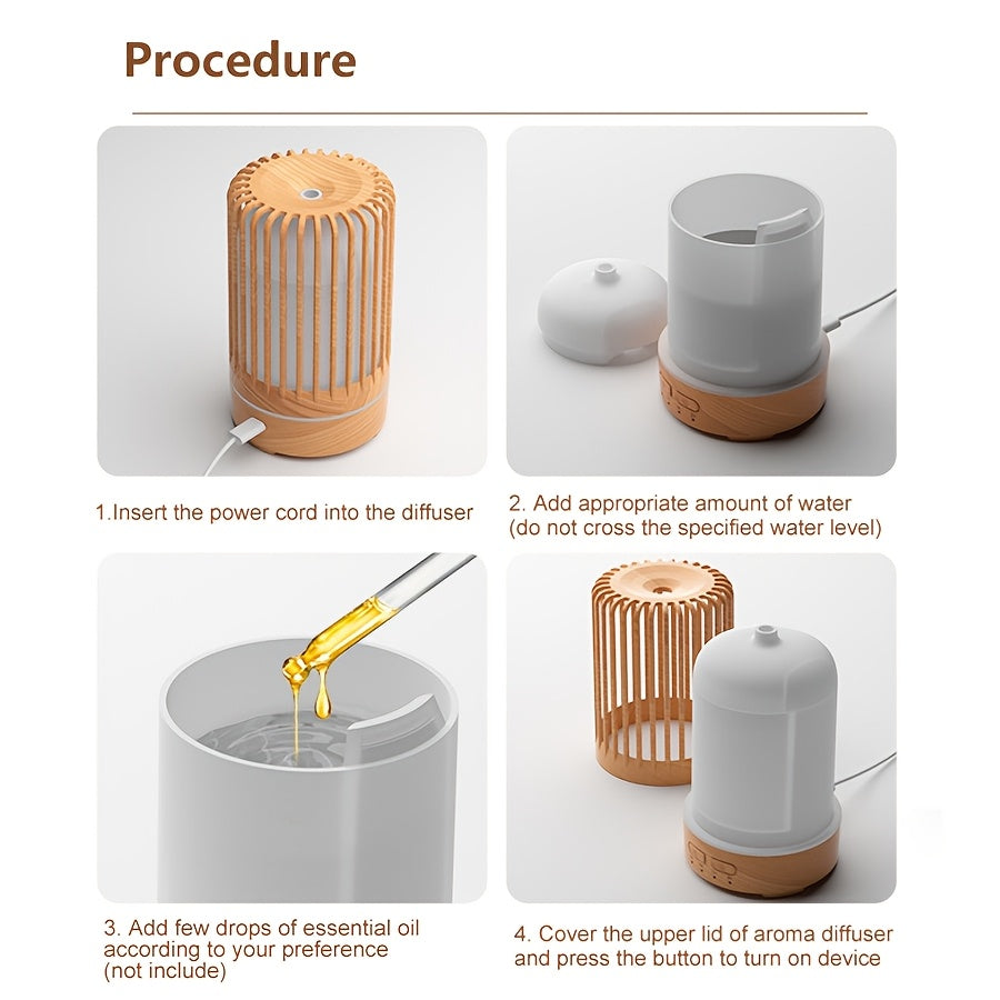 Ultrasonic Essential Oil Diffuser with 7-Color Night Light for Bedroom and Office