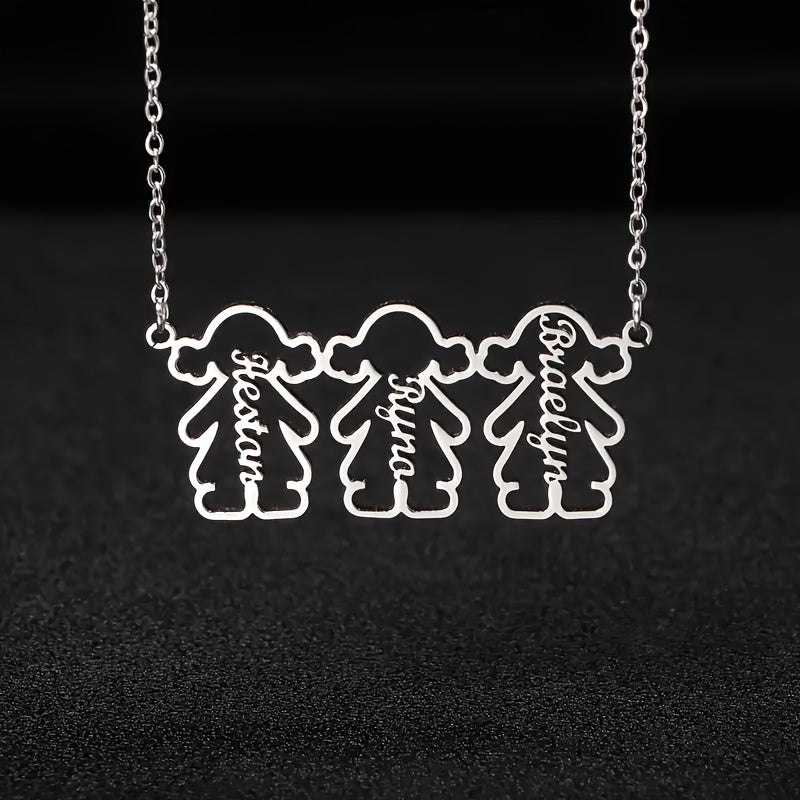 Personalized Stainless Steel Pendant Necklace with Multiple Names for Women