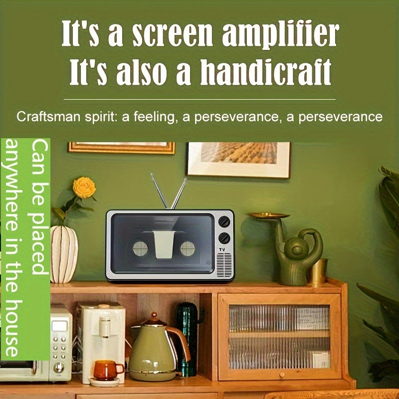 Винтажный телевизороподобный экранный усилитель для телефона размером 30.48 см увеличивает 3D фильмы, видео и игры. Совместим со всеми смартфонами.