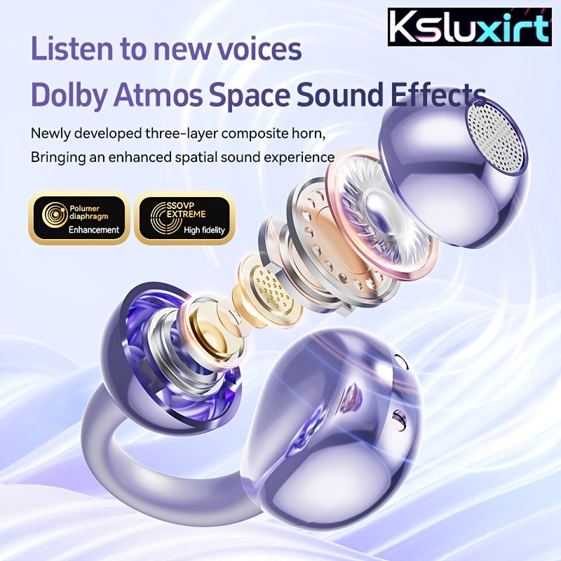 Wireless Earphones TWS Open-Back Sports Running Earbuds with Microphone Touch Control Rechargeable