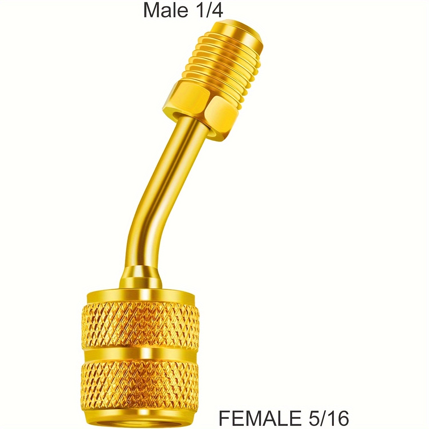 Mini Split Adapter Kit for R410A HVAC Hose Fittings 5/16 Inch SAE Female to 1/4 Inch SAE Male Straight and Angled Set of 2