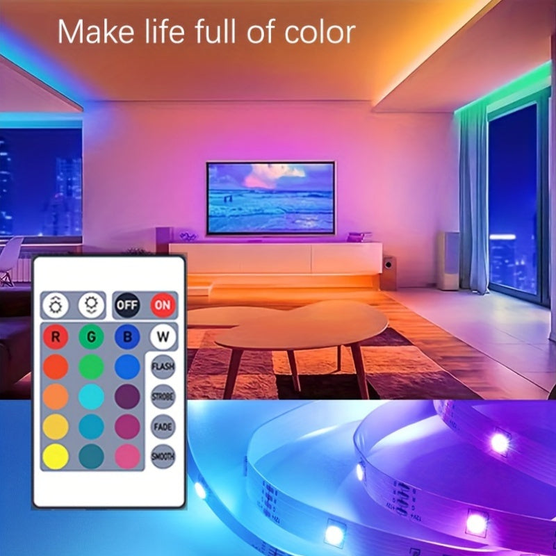 RGB LED Strip Lights 91.44cm to 30.48m USB Powered Infrared Sensor Color Adjustable