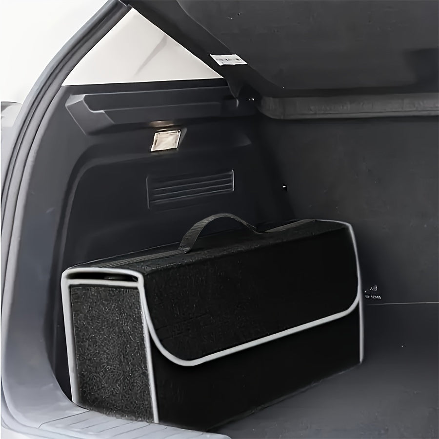 Car Trunk Organizer Felt Foldable Storage Box with Handle and Space Saving
