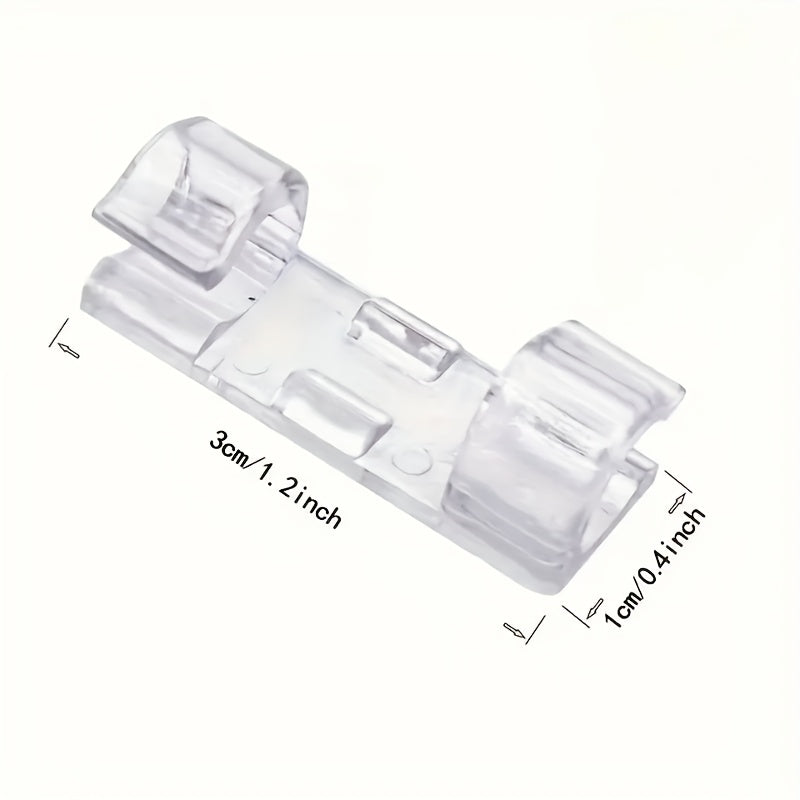 20/60pcs Clear Plastic Self-Adhesive Cable Clips for Cord Management on Walls and Desks