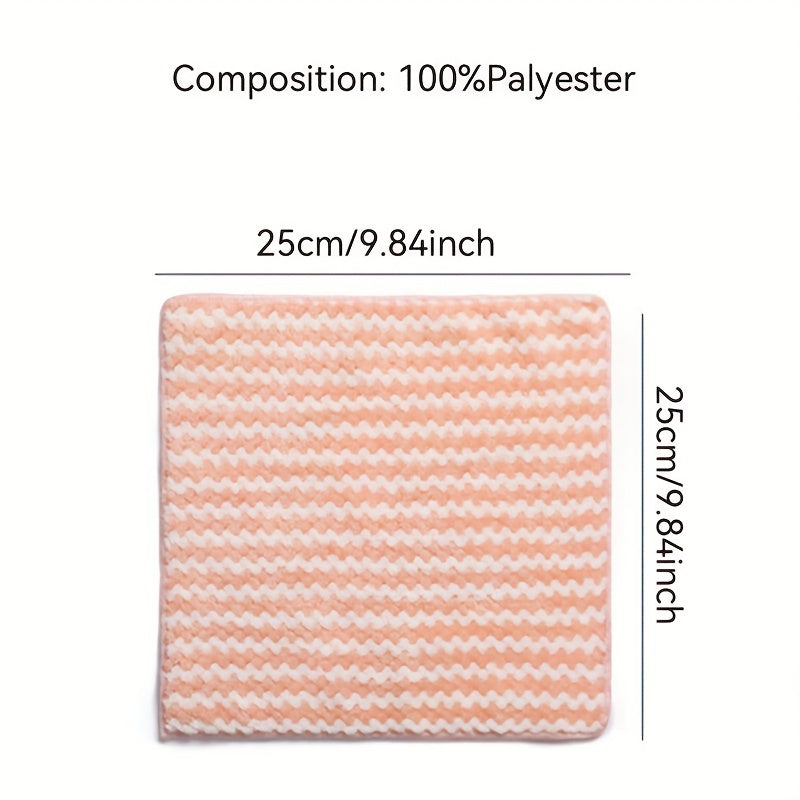 10 piezas de paños de limpieza antiadherentes a rayas, toallas suaves para baño, 24.99x24.99cm