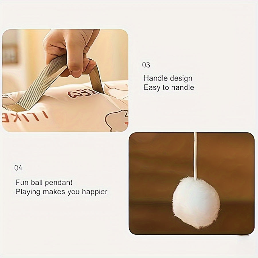 Двухвостный съемный питомник из фланели с шарообразным подвесом, подходящий для собак и кошек в качестве гнезда или укрытия, с ручкой и доступный в различных размерах для удобства.