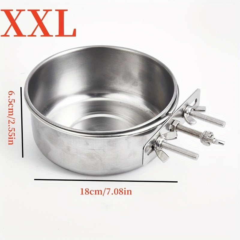 Stainless Steel Dog Bowl with Hanging Design and Screw Fixing for Cages
