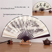 10-Inch Bamboo Folding Fan with Dual-Sided Silk Design Traditional Chinese Style Women’s Accessory