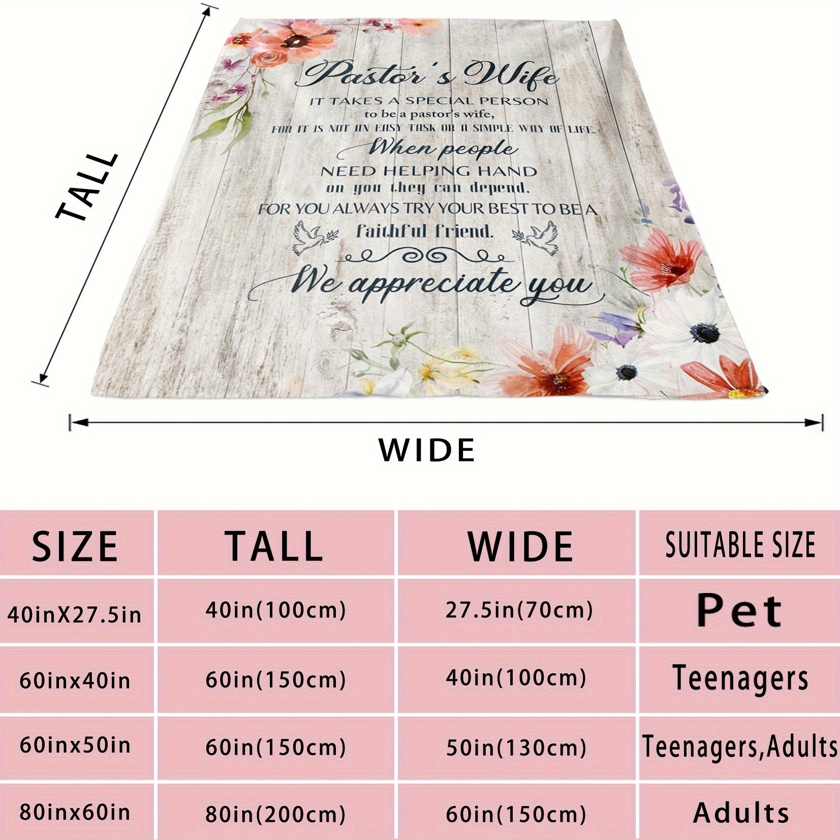 Gift for Pastor's Wife Cozy Throw Blanket for Christmas or Birthday Sofa Use