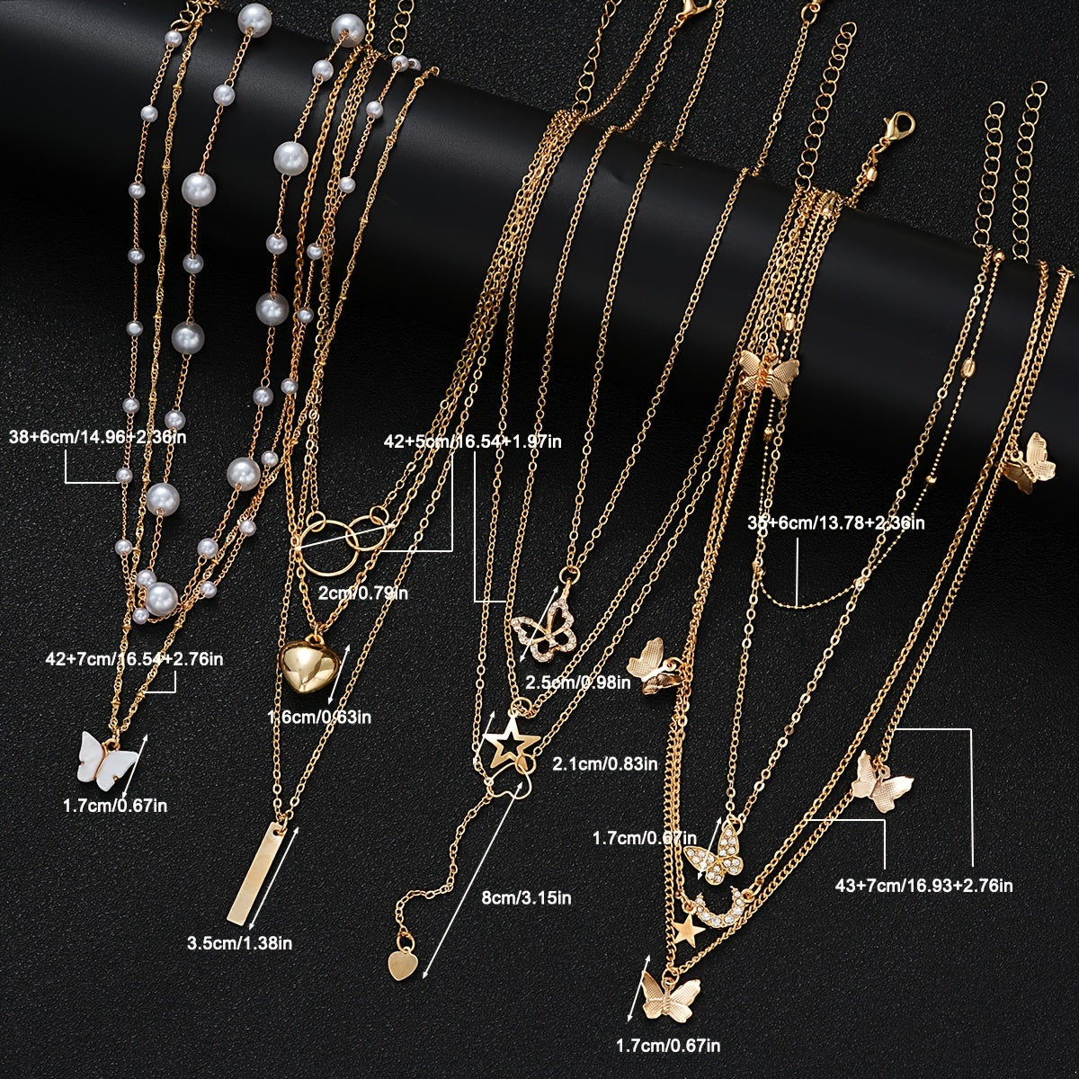 Ayollar uchun 11 ta faux marjon va rhinestone yulduzlar, kapalaklar, yurak shaklidagi taqinchoq to'plami