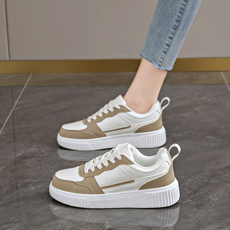 Women's Low-Top Skateboard Shoes Lace-Up Lightweight MD Sole Solid Fabric Upper