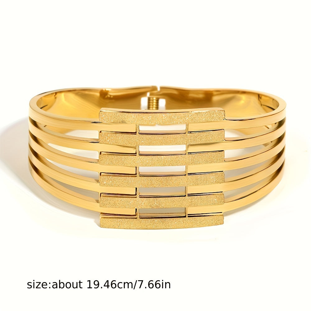 Pulsera ancha de acero inoxidable dorado grueso para hombres y mujeres, pulsera de fiesta, regalo