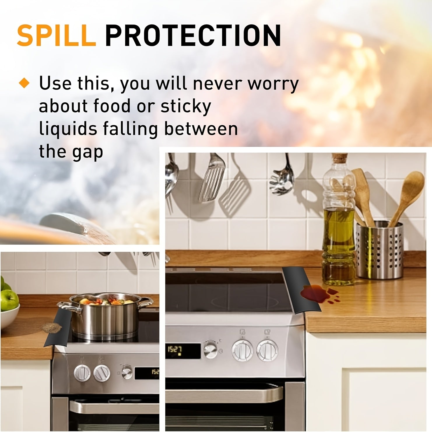 Силиконовые накладки на зазор между плитой и духовкой, термостойкие, легко очищаются, защитные накладки для духовки и плиты