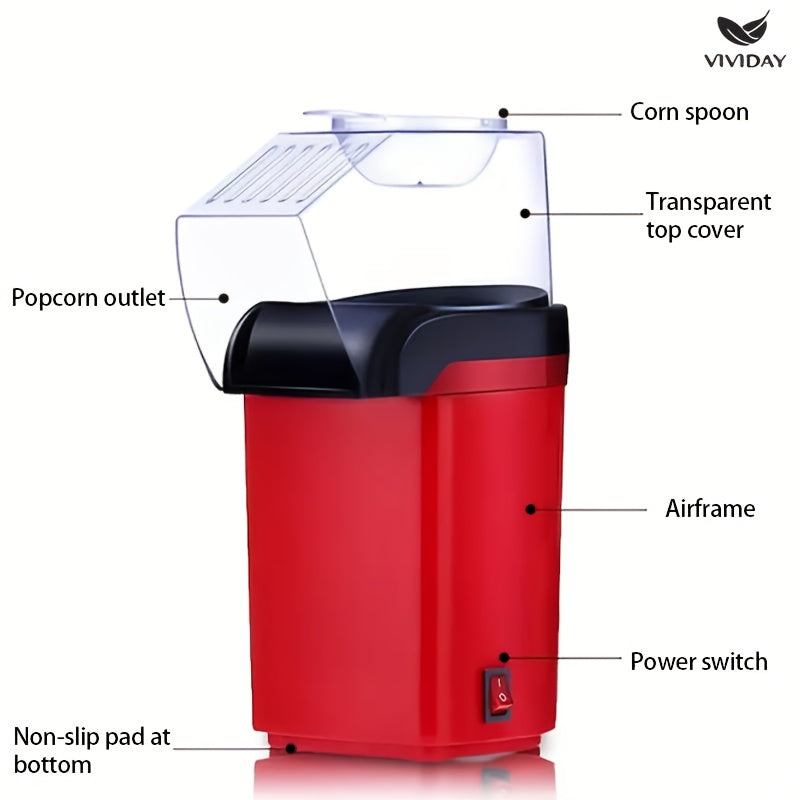 Aqlli harorat nazorati bilan avtomatik popcorn mashinasi, oson tozalanadi. Uy, piknik va tabiatda yurish uchun. 220-240V Evropa standarti rozetkasi. PP materialidan tayyorlangan, batareyasiz.