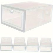 Set of 12 Clear Plastic Shoe Storage Boxes with Lids Waterproof Folding Organizer