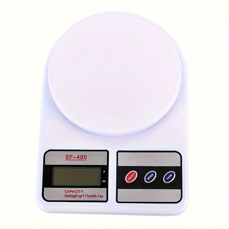White Digital Kitchen Scale for Baking and Cooking with LCD Display Tare Function